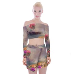 Floral Blossoms  Off Shoulder Top With Mini Skirt Set by Internationalstore