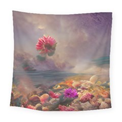 Floral Blossoms  Square Tapestry (large)