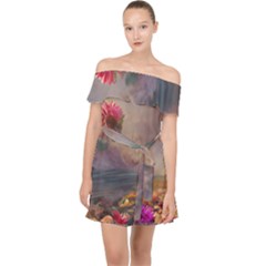 Floral Blossoms  Off Shoulder Chiffon Dress by Internationalstore