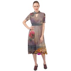 Floral Blossoms  Keyhole Neckline Chiffon Dress by Internationalstore