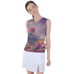 Floral Blossoms  Women s Sleeveless Sports Top