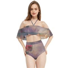 Floral Blossoms  Halter Flowy Bikini Set  by Internationalstore