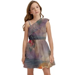 Floral Blossoms  Kids  One Shoulder Party Dress