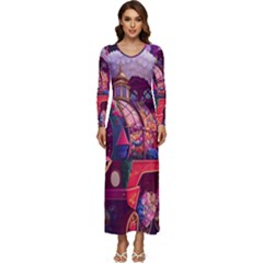 Fantasy Long Sleeve Longline Maxi Dress