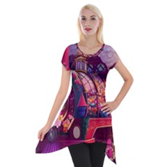 Fantasy  Short Sleeve Side Drop Tunic by Internationalstore