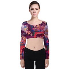 Fantasy  Velvet Long Sleeve Crop Top by Internationalstore