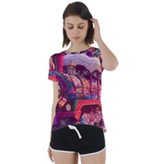 Fantasy  Short Sleeve Open Back T-shirt by Internationalstore