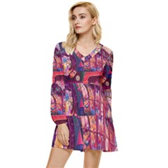 Fantasy  Tiered Long Sleeve Mini Dress by Internationalstore