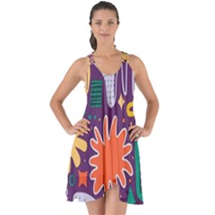 Colorful Shapes On A Purple Background Show Some Back Chiffon Dress by LalyLauraFLM