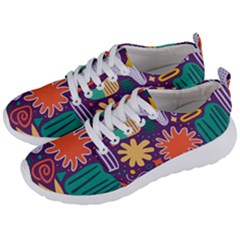 Colorful Shapes On A Purple Background Men s Lightweight Sports Shoes by LalyLauraFLM