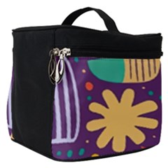 Colorful Shapes On A Purple Background Make Up Travel Bag (small) by LalyLauraFLM
