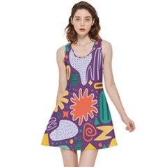 Colorful Shapes On A Purple Background Inside Out Reversible Sleeveless Dress by LalyLauraFLM