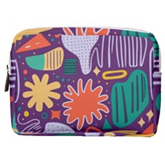 Colorful Shapes On A Purple Background Make Up Pouch (medium) by LalyLauraFLM