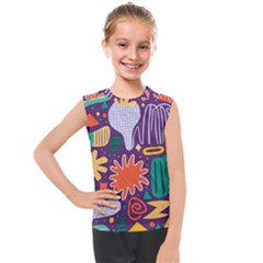 Colorful Shapes On A Purple Background Kids  Mesh Tank Top