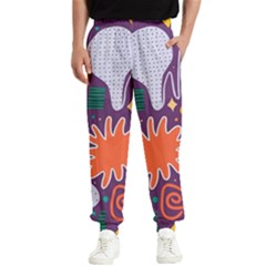 Colorful Shapes On A Purple Background Men s Elastic Waist Pants by LalyLauraFLM