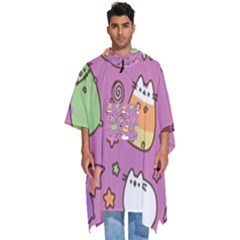 Pusheen Cat Men s Hooded Rain Ponchos by Pakjumat