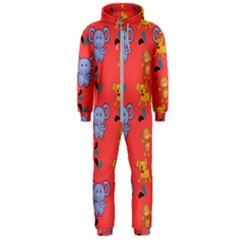 Elephant Monkey Dog Cartoon Hooded Jumpsuit (men) by Pakjumat