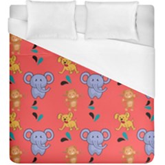 Elephant Monkey Dog Cartoon Duvet Cover (king Size) by Pakjumat