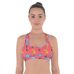 Elephant Monkey Dog Cartoon Cross Back Sports Bra by Pakjumat