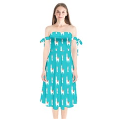 Lama Alpaca Animal Pattern Design Shoulder Tie Bardot Midi Dress by Pakjumat