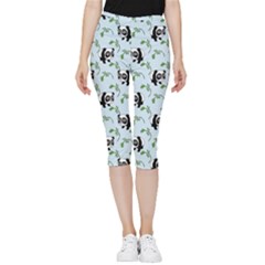 Animal Panda Bamboo Seamless Pattern Inside Out Lightweight Velour Capri Leggings  by Pakjumat