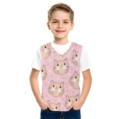 Cat Pattern Pink Cartoon Kids  Basketball Tank Top by Pakjumat