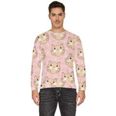 Cat Pattern Pink Cartoon Men s Fleece Sweatshirt by Pakjumat