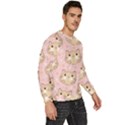 Cat Pattern Pink Cartoon Men s Fleece Sweatshirt View3