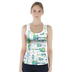 Guitars Music Notes Seamless Pattern Racer Back Sports Top by Pakjumat