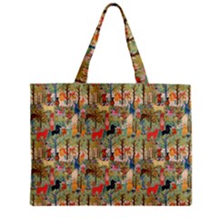 Animal Forest Pattern Zipper Mini Tote Bag