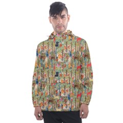 Animal Forest Pattern Men s Front Pocket Pullover Windbreaker