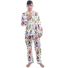 Gnomes Seamless Fantasy Pattern Men s Long Sleeve Satin Pajamas Set by Pakjumat