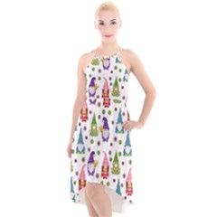 Gnomes Seamless Fantasy Pattern High-low Halter Chiffon Dress  by Pakjumat