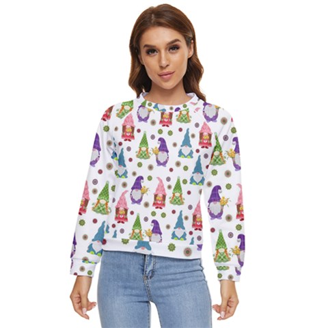 Gnomes Seamless Fantasy Pattern Women s Long Sleeve Raglan T-shirt by Pakjumat