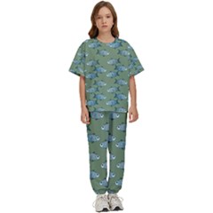 Fishes Pattern Background Kids  T-shirt And Pants Sports Set by Pakjumat