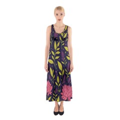 Flower Pattern Design Sleeveless Maxi Dress