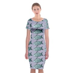 Fishes Pattern Background Theme Classic Short Sleeve Midi Dress by Pakjumat