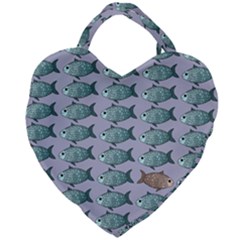 Fishes Pattern Background Theme Giant Heart Shaped Tote