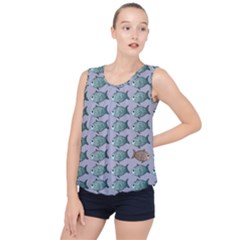 Fishes Pattern Background Theme Bubble Hem Chiffon Tank Top