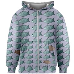 Fishes Pattern Background Theme Kids  Zipper Hoodie Without Drawstring by Pakjumat