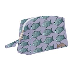 Fishes Pattern Background Theme Wristlet Pouch Bag (Medium)