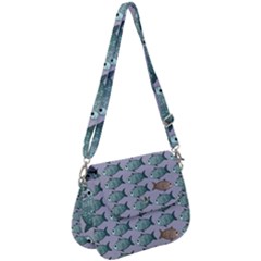 Fishes Pattern Background Theme Saddle Handbag