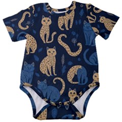 Cat Pattern Animal Baby Short Sleeve Bodysuit by Pakjumat