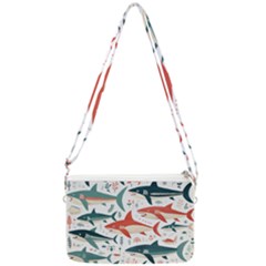 Fish Shark Animal Pattern Double Gusset Crossbody Bag by Pakjumat