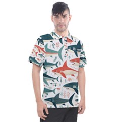 Fish Shark Animal Pattern Men s Polo T-shirt