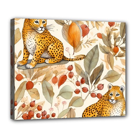 Fur Big Cat Spots Zoo Fast Hunter Deluxe Canvas 24  X 20  (stretched) by Pakjumat