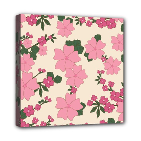 Floral Vintage Flowers Mini Canvas 8  X 8  (stretched) by Dutashop