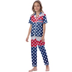 Illustrations Stars Kids  Satin Short Sleeve Pajamas Set