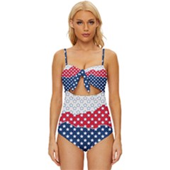 Illustrations Stars Knot Front One-piece Swimsuit