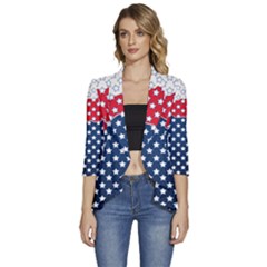 Illustrations Stars Women s 3/4 Sleeve Ruffle Edge Open Front Jacket